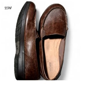 Womens Brown Loafers  Academia Slip-On Shoes 11W Normcore  Preppy